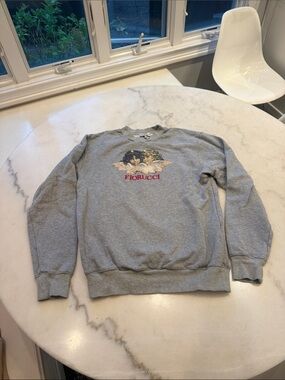 Fiorucci Gray Sweatshirt with Twin Angel Chest Graphic